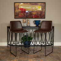 Flash Furniture 2-ET-ER18345-30-DB-GG 30 inch LeatherSoft Bar Height Barstools in Dark Brown, Set of 2